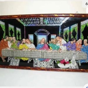 Vintage, Elegant, Colorful Last Supper Glass -Artwork